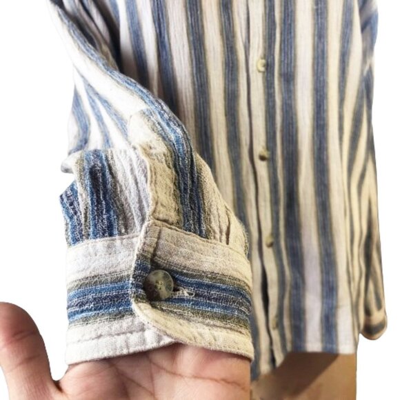 Vintage Jordache minimalist 100% cotton striped button up shirt - Picture 7 of 16